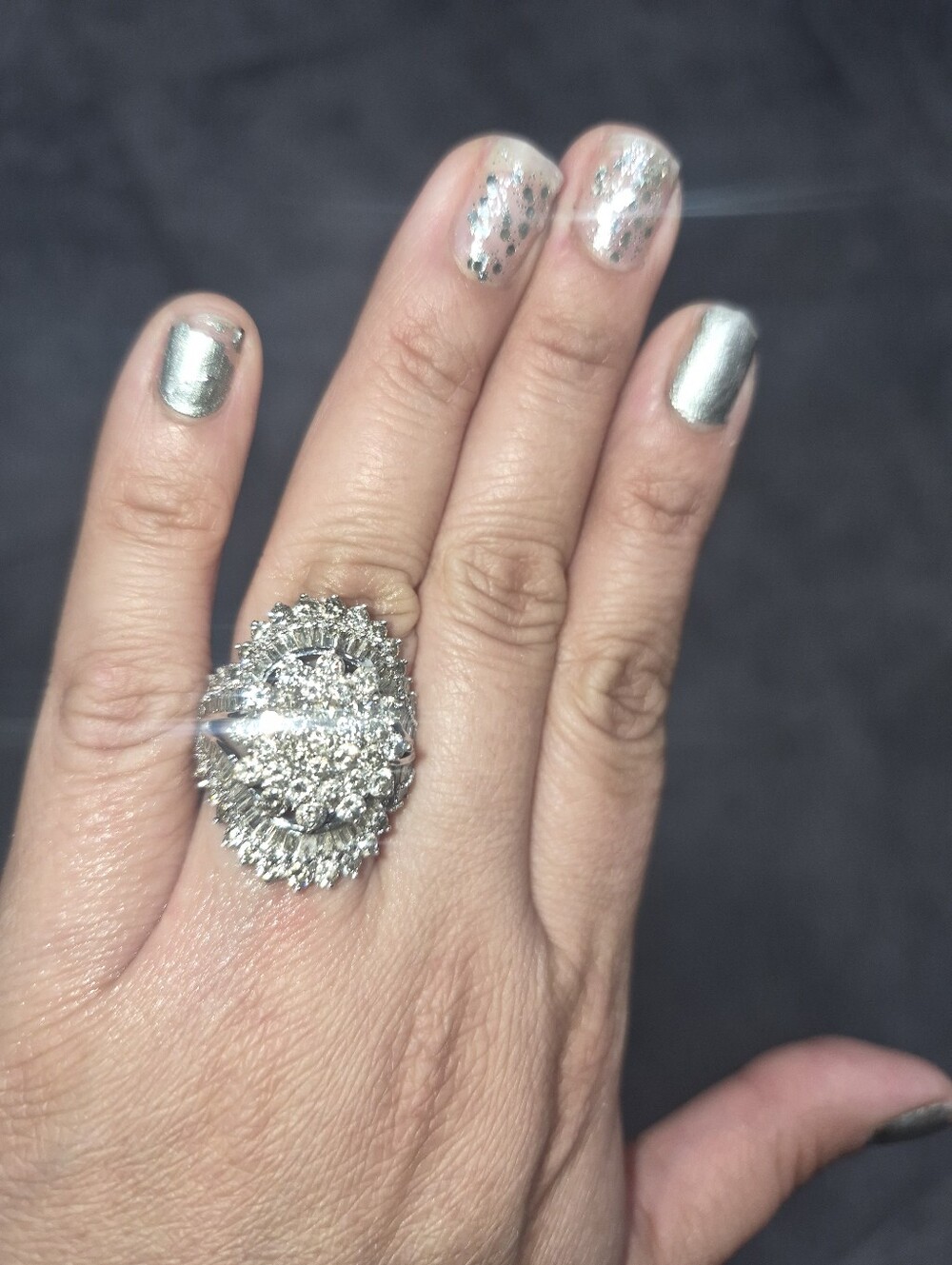 4 CT. T.W. Multi-Diamond Starburst Bypass Ring in 10K White Gold